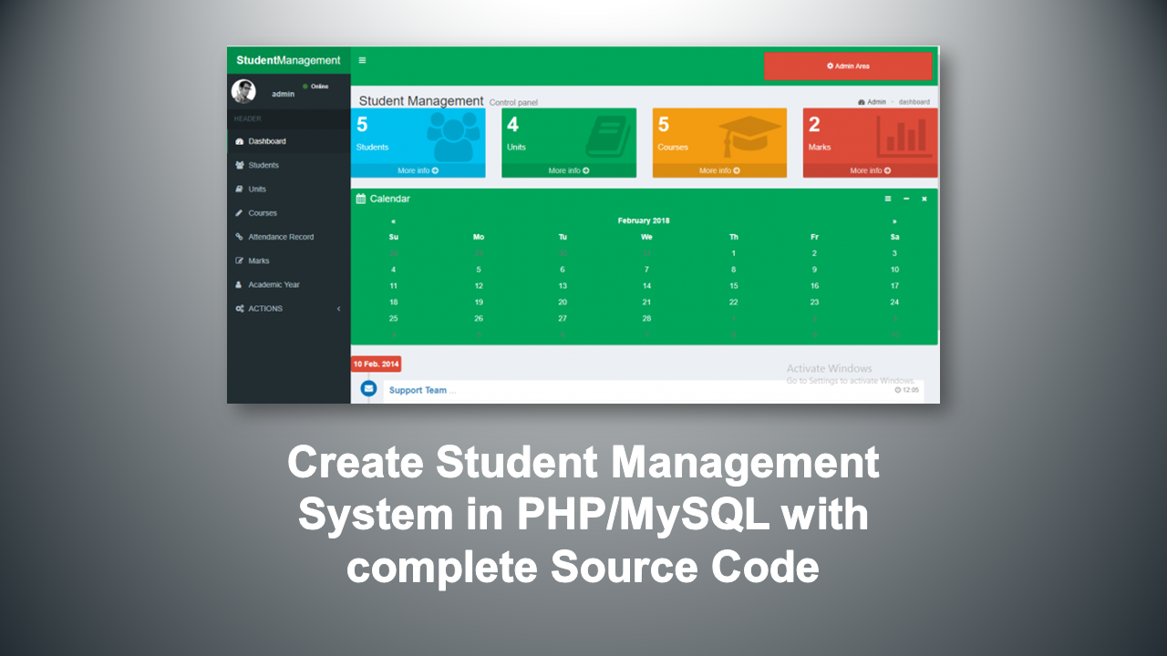 Create Student Management System in PHP/MySQL with complete Source Code